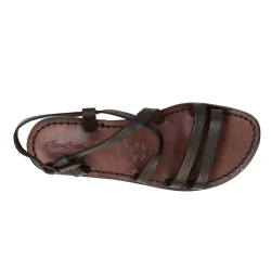 Sandalias mujer de cuero marrón oscuro hecho a mano