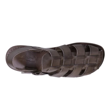 Handmade in Italy men's Franciscan sandals in mud color leather