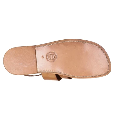 Tan leather sandals handmade in Italy for men's