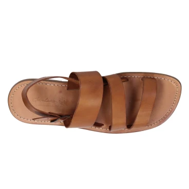 Tan leather sandals handmade in Italy for men's