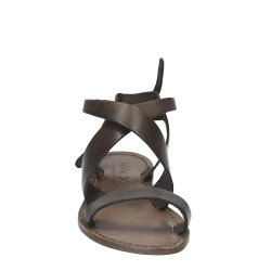 Sandales pour femme artisanales en cuir couleur boue