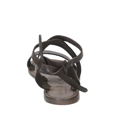Women's sandals in mud color leather handmade in Italy