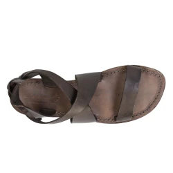 Women's sandals in mud color leather handmade in Italy