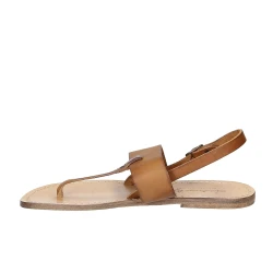 Sandali infradito donna in pelle marrone