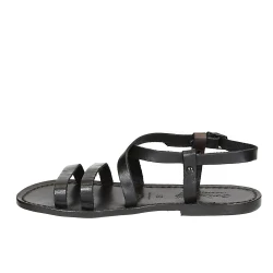 Sandali donna in cuoio nero artigianali