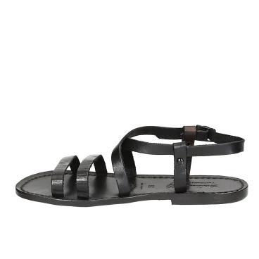 Women's black leather sandals handmade in Italy