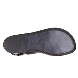Damen Riemchen-Sandalen aus Schwarzen Leder in Italien von Handgefertigt