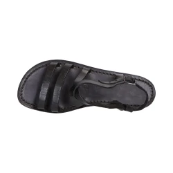 Sandalias mujer de cuero negro hecho a mano