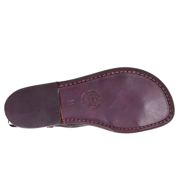 Handgefertigte Sandalen damen aus Pflaume Leder aus Italien