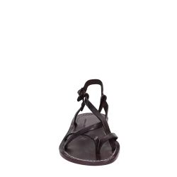 Handgefertigte Sandalen damen aus Pflaume Leder aus Italien
