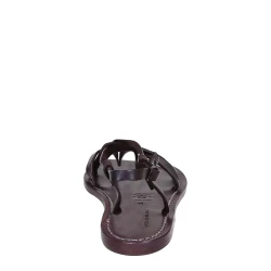 Sandales femme artisanales en cuir couleur prune