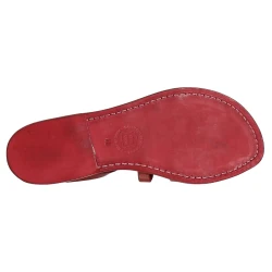 Sandales spartiates pour femme en cuir rouge
