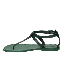 Tongs sandales pour femme travaillé à la main en cuir vert