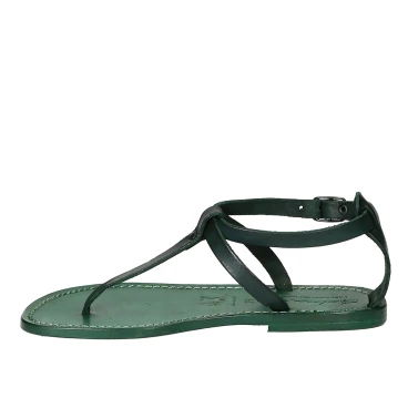 Riemchen sandalen damen aus grün Leder in Italien von Handgefertigt
