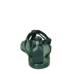 Sandalias planas en cuero verde para mujer hecha a mano en Italia