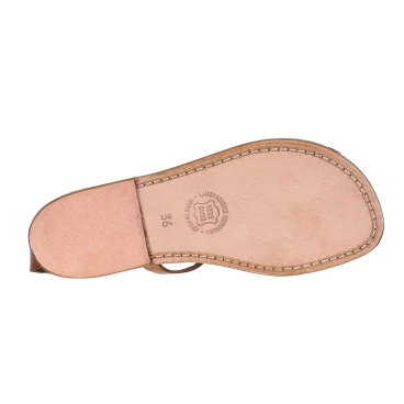 Sandalo infradito donna in pelle color cuoio