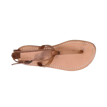Sandalo infradito donna in pelle color cuoio