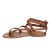 Handmade women's flat sandals in tan leather
