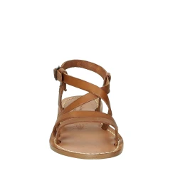 Sandales femme artisanales en cuir marron travaillé à la main en Italie