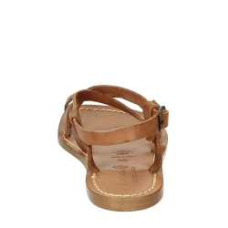 Women's tan leather sandals hand made in Italy