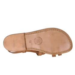 Sandales femme artisanales en cuir marron travaillé à la main en Italie