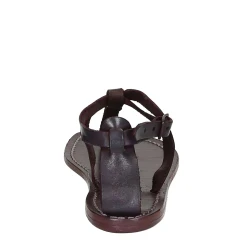 Tongs sandales pour femme travaillé à la main en cuir prune