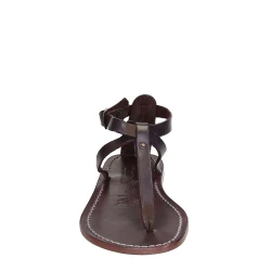 Tongs sandales pour femme travaillé à la main en cuir prune