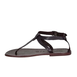 Tongs sandales pour femme travaillé à la main en cuir prune