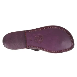 Tongs sandales pour femme travaillé à la main en cuir prune