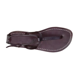 Tongs sandales pour femme travaillé à la main en cuir prune