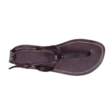 Women's t-strap sandals in violet Leather handmade in Italy