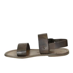 Mud color leather women's franciscan sandals handmade in Italy