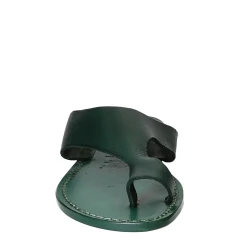 Sandale tong en cuir vert pour femme artisanales