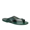Chanclas de cuero verde para mujeres hecho a mano