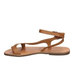 Sandali infradito artigianali da donna in pelle color cuoio