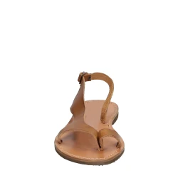 Sandalias de piel marrón claro para las mujeres hecho a mano en Italia