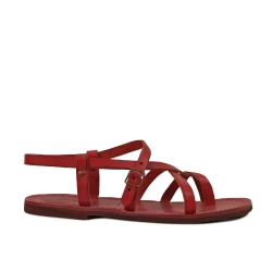 Womens red flat gladiator sandals Handmade in Italy