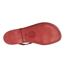 Sandales femme artisanales en cuir veritable rouge