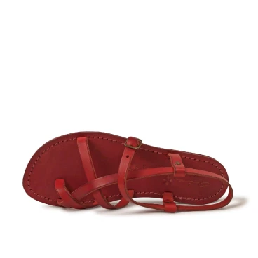 Womens red flat gladiator sandals Handmade in Italy