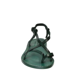 Sandalias para señoras hechas a mano en cuero verde