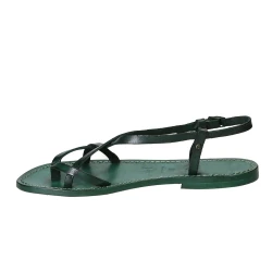 Handgefertigte Sandalen damen aus grünen Leder aus Italien