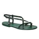 Handmade women's sandals in green leather Made in Italy