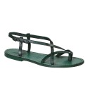 Sandalias para señoras hechas a mano en cuero verde