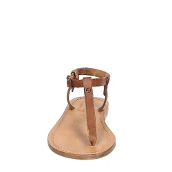 Handgefertigte italienische Sandalen aus hellbraunem Leder