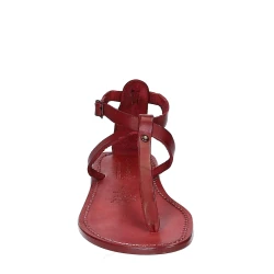 Tongs sandales pour femme travaillé à la main en cuir prune