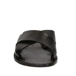 Schwarzen Leder-Riemchensandalen für Damen Handgefertigt in Italien