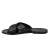 Black leather slide sandals for women handmade