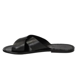 Sandalias de cuero negro mujeres hecho a mano