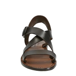 Brown leather women's sandals handmade in Italy