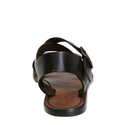 Brown leather women's sandals handmade in Italy